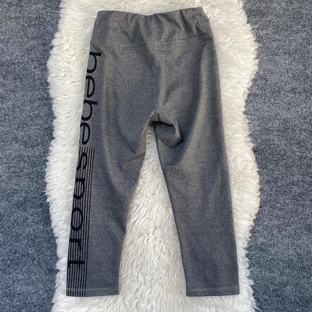 BEBE SPORT GREY CROPPED LEGGINGS ACTIVEWEAR CASUAL LOUNGE YOGA PILATES